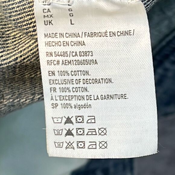 AMERICAN EAGLE Denim Jean Jacket Women's Large Blue Patches Boyfriend Trucker - Picture 12 of 16